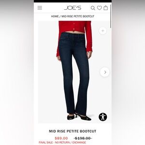 Joe’s Mid-Rise Petite Bootcut Taylor Wash Jeans